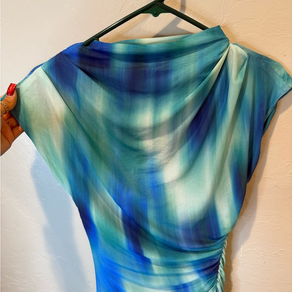 Elegant Blue and Green Women's Dress